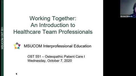Thumbnail for entry OST551 CDW/IPE Event: Healthcare Team Professionals