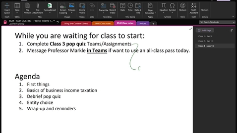 Thumbnail for entry Recording of Class 3 - 1/16/24