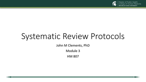 Thumbnail for entry US19 HM 807 730 Clements - Mod 3 Systematic Review Protocols