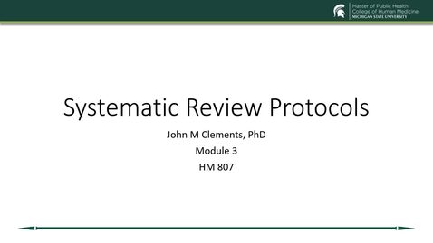 Thumbnail for US19 HM 807 730 Clements - Mod 3 Systematic Review Protocols