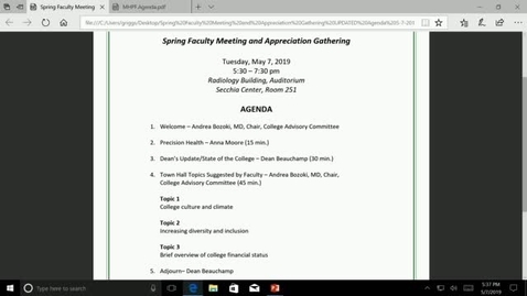 Thumbnail for entry CHM Spring Faculty Meeting and Appreciation Reception 05/07/2019