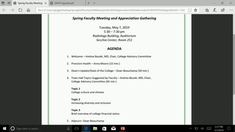 Thumbnail for CHM Spring Faculty Meeting and Appreciation Reception 05/07/2019