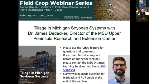 Thumbnail for Field Crops Webinar Series 2-25-19:  Tillage in Michigan Soybean Systems - James DeDecker