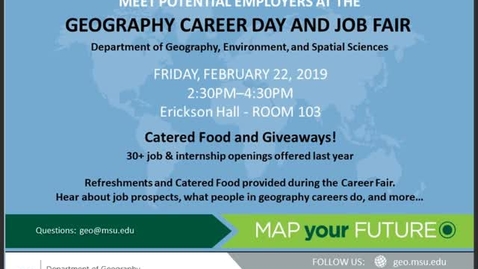 Thumbnail for Geography Career Day &amp; Job Fair, 22 Feb 2019