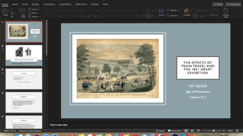 Thumbnail for entry Lecture 21.2:  The Effects of Train Travel and the 1851 Great Exhibition