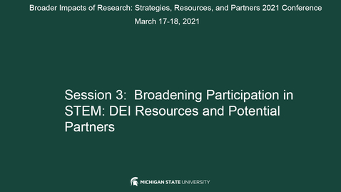 Thumbnail for SESSION 3: BROADENING PARTICIPATION IN STEM: DEI RESOURCES AND POTENTIAL PARTNERS