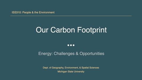 Thumbnail for entry ISS310: Our Carbon Footprint