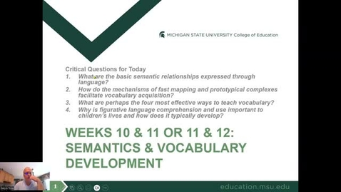 Thumbnail for entry CEP 345: Semantics &amp; Vocabulary Development Part 2