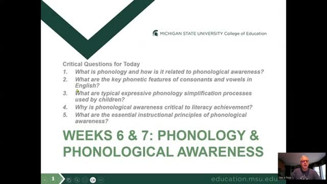Thumbnail for entry CEP 345: Phonology &amp; Phonological Awareness Part 2