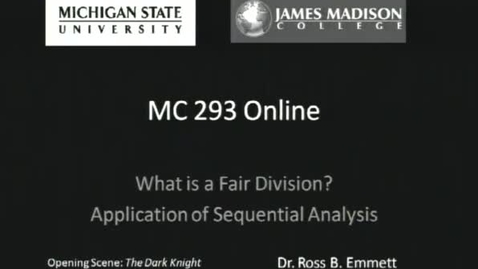 Thumbnail for entry Fair Division: Application of Sequential Analysis