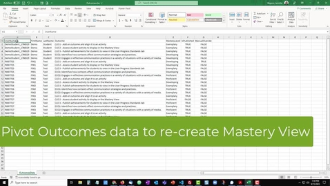 Thumbnail for D2L Outcomes Data PivotTable to re-create Mastery View