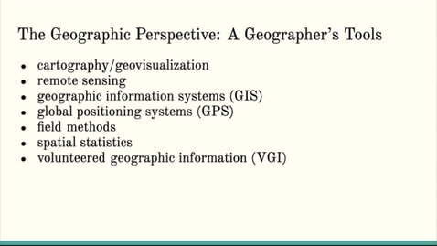 Thumbnail for entry ISS310: A Geographer's Tools