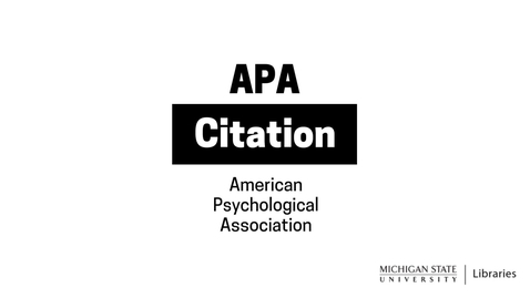 Apa Citation 6th Ed Msu Mediaspace