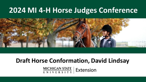 Thumbnail for entry Draft Horse Conformation: MI 4-H Horse Show Judges &amp; Volunteers Conference