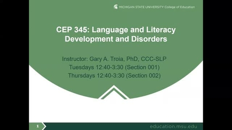 Thumbnail for entry CEP 345: Introduction &amp; Overview