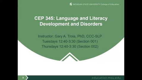 Thumbnail for CEP 345: Introduction &amp; Overview