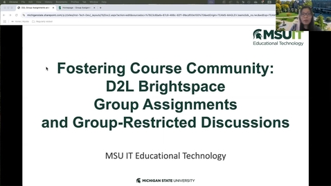 Thumbnail for Fostering Course Community: D2L Brightspace Group Assignments and Discussions