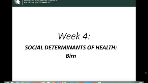 Thumbnail for entry OST 825: Gifford: Week 4: Social Determinants of Health: Birn