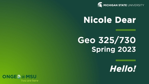 Thumbnail for GEO325: Introduction to your instructor, SS2023 (Nicole Dear)