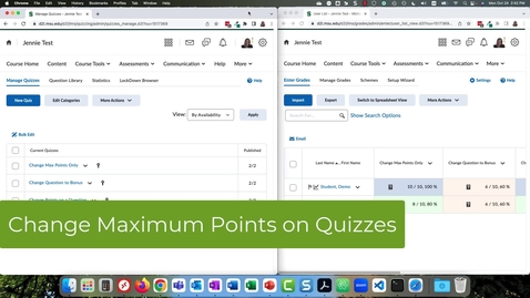 Thumbnail for Change Quiz Points to Fix Grades in D2L