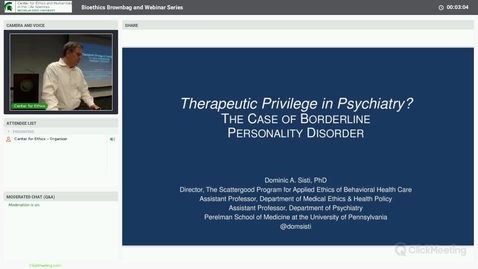 Thumbnail for entry Therapeutic Privilege in Psychiatry? The Case of Borderline Personality Disorder