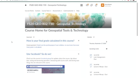 Thumbnail for entry Geo802v: How to view your grade and Instructor's feedback in an Assignment Folder (dropbox)
