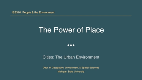 Thumbnail for ISS310: The Power of Place