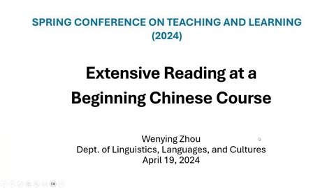 Thumbnail for entry Extensive reading at a beginning Chinese course