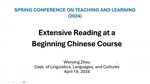 Thumbnail for Extensive reading at a beginning Chinese course