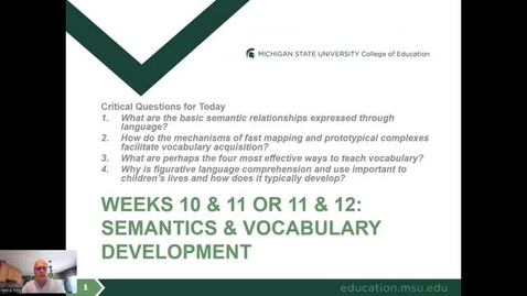 Thumbnail for entry CEP 345: Semantics &amp; Vocabulary Development Part 1
