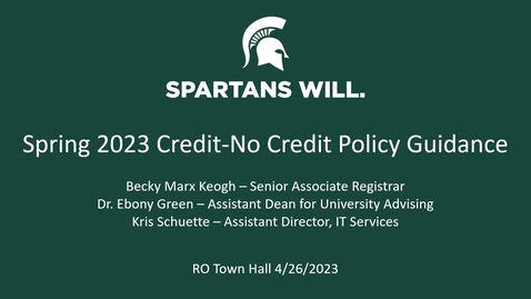 Thumbnail for SS23 Credit-No Credit - RO Town Hall