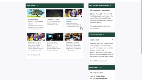 Thumbnail for How to search for a course in D2L and pin it to the top of My Courses