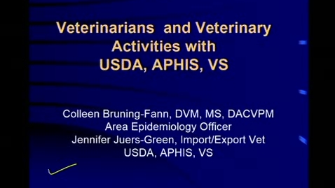 Thumbnail for entry 11-20-2014-Veterinarians and Veterinary Activities with USDA, APHIS, VS-Bartlett