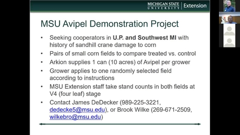 Thumbnail for entry Wildlife Management and Crop Damage Webinar 3-22-19 - Avipel Project and Crane Q&amp;A