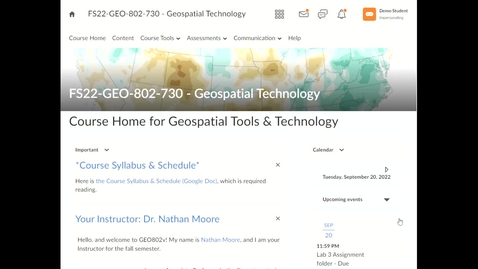 Thumbnail for entry Geo802v: How to view your grade and Instructor's feedback in an Assignment Folder (dropbox)