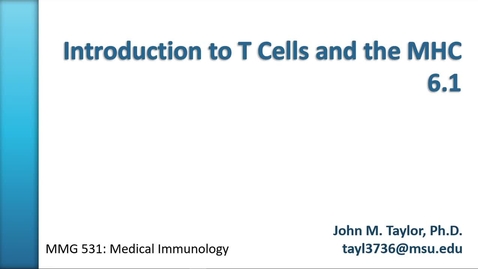 Thumbnail for entry MMG531 (06.1) - Intro to T Cells and MHC
