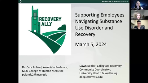 Thumbnail for entry Supervisor Training Series: Support Employees Navigating Substance Use Disorder and Recovery