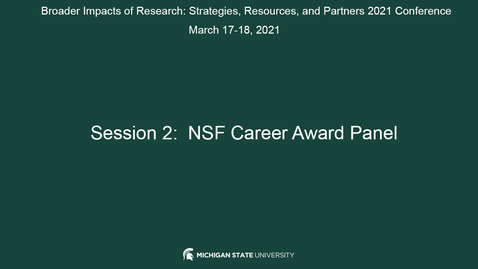 Thumbnail for SESSION 2: NSF CAREER AWARD PANEL