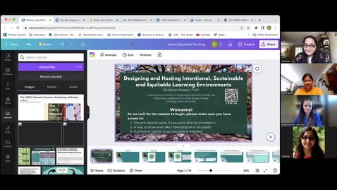 Thumbnail for entry Designing and Hosting Intentional, Sustainable and Equitable Learning Environments