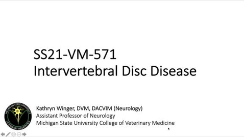Thumbnail for entry VM 571-Intervertebral Disc Disease