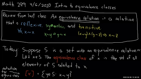 Thumbnail for 4/6 Introduction to equivalence classes