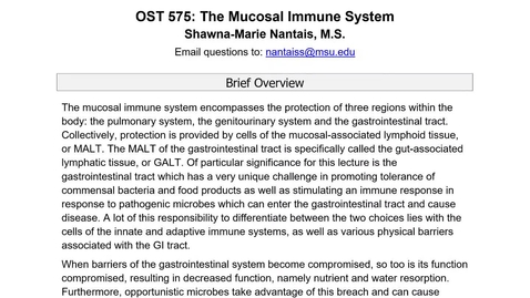 Thumbnail for entry OST575 (036) The Mucosal Immune System