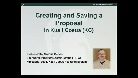 Thumbnail for Creating and Saving a Proposal in KC