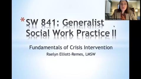 Thumbnail for entry SW 841 Crisis Intervention using PFA and TAF