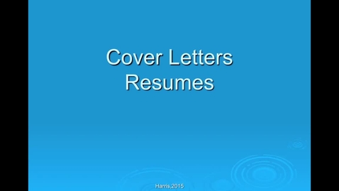 Thumbnail for entry Module 7-Cover letters/resumes-Harris