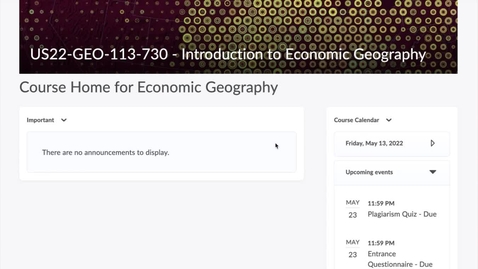 Thumbnail for entry GEO113: Getting Started in D2L (US22)