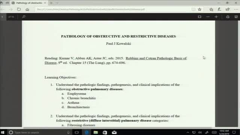 Thumbnail for entry Pathology of Obstructive and Restrictive Lung Disease (Dr. Paul Kowalski)