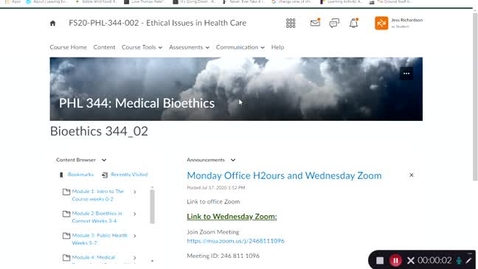 Thumbnail for entry Bioethics 344 _ D2L navigation video 1