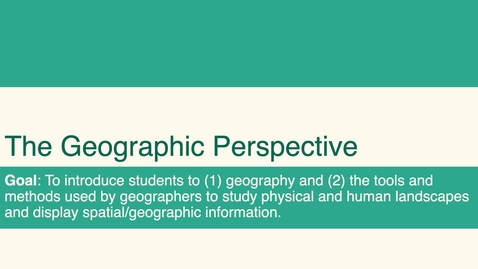 Thumbnail for ISS310: Introduction to The Geographic Perspective