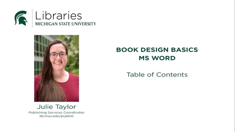 Thumbnail for entry Book Design Tips: Table of Contents